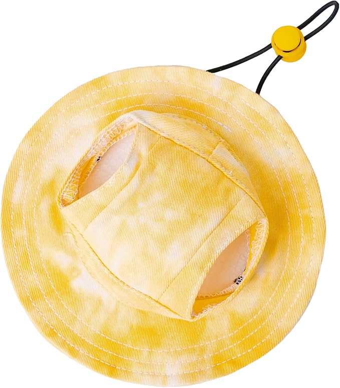 Pet hat with Ear Holes Sunscreen Baseball Cap Suitable for Small and Medium-Sized Dogs Outdoor Climbing hat in Summer Pet Products (Yellow, XX-Large)