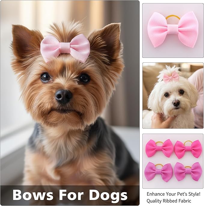 Dog Hair Bows Puppy Hair Bows Small Mini Rubber Bands Pet Grooming Accessories 60pcs (30 Pairs)