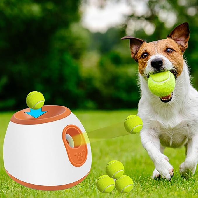 Automatic Ball Launcher for Dogs, Large Silent Dog Ball Thrower with Remote Control, 3 Adjustable Throwing Distances, Rechargeable, Durable, Indoor/Outdoor Use (Blue)