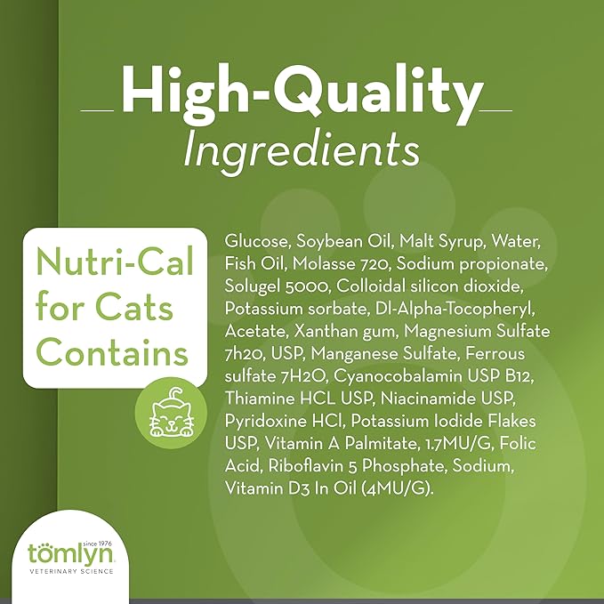 Tomlyn High Calorie Nutritional Gel for Cats, (Nutri-Cal) 4.25 oz