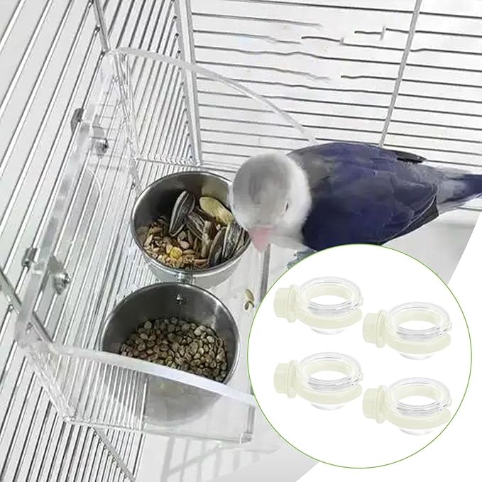4 Pieces Bird Water Dispenser Decoration for Outside Sturdy Yard Transparent Multifunctional Professional Food Bowl Accessory, White