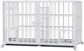 Dosker 42 inch Heavy Duty Metal Dog Crate Cage with Divider for 2 Dogs/Large Dog,All Metal Open Top Escape Proof Cage,Kennel Indoor with Wheels,2 Tray,Feeding Bowl(White)