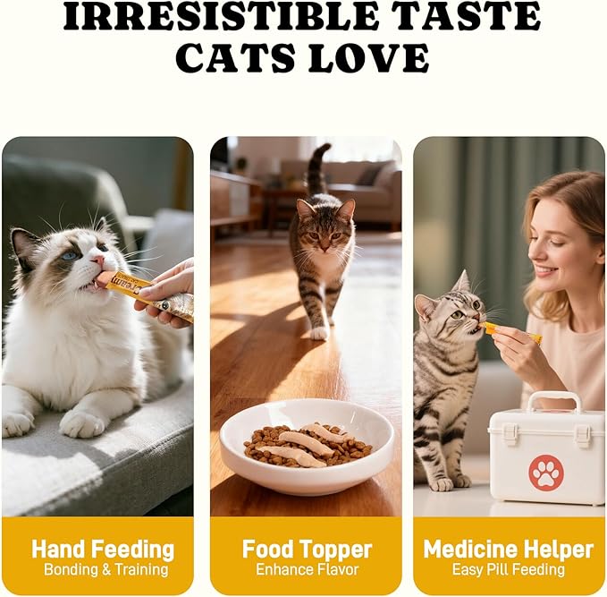 Lickable Cat Treats, High Moisture Hydrating Creamy Puree Squeeze Tubes, Variety Pack, 20 Tubes 0.5oz, Grain-Free, Omega Oils & Vitamin E, Skin & Coat Health, Digestive and Immune Support