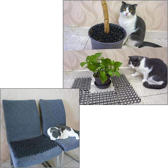 Cat Dog Deterrent Scat Mat for Cats Dogs with Spikes, Repellent Indoor Furniture, Outdoor Garden Fence Animal Barrier Set (12)