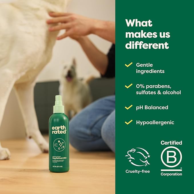 Earth Rated Dog Deodorizing Conditioner Spray, Conditioning & Odor-Eliminating Perfume for Dogs, for All Coat Types, Refreshing White Tea & Basil Scent, 8 oz