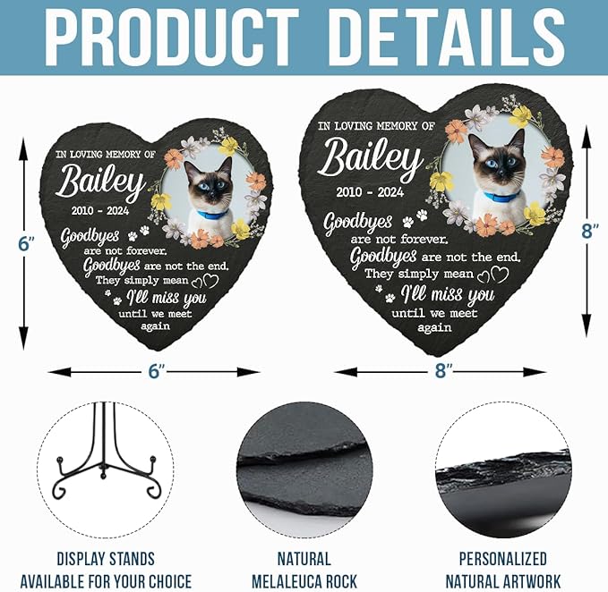 DOPTIKA in Loving Memory of Custom Photo Pet Memorial Stones, Pet Sympathy Gifts for Cats, Cat Memorial Gifts for Loss of Cat, Cat Mom Cat Dad Gifts, Cat Memorial Gifts, Cat Memorials & Funerary