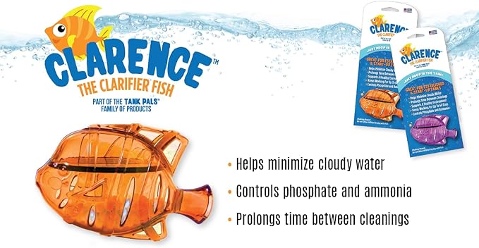 Aquarium Water Clarifier | Clear Cloudy Fish Tank Water Treatment, Safe for Freshwater & Saltwater Fish and Plants - Orange, 2 Pack
