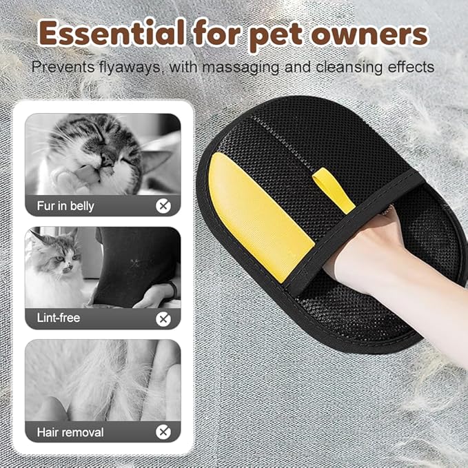 2025 Thickened Strong Pet Hair Removal Glove for Cats & Dogs, Electrostatic Gloves for Pet Grooming, Reusable Quick De-Shedding Gloves for Couch, Clothing, Carpet, Furniture, Car Seats (2pcs)