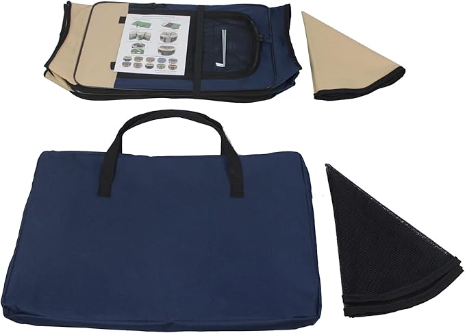 EliteField 2-Door Soft Pet Playpen (2 Year Warranty), Exercise Pen, Multiple Sizes and Colors Available for Dogs, Cats and Other Pets (62" x 62" x 30"H, Beige+Navy Blue)
