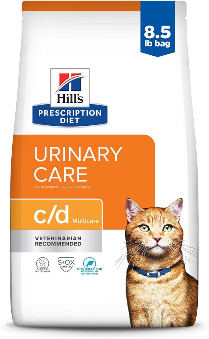Hill's Prescription Diet c/d Multicare Urinary Care with Ocean Fish Dry Cat Food, Veterinary Diet, 8.5 lb. Bag (Packaging May Vary)
