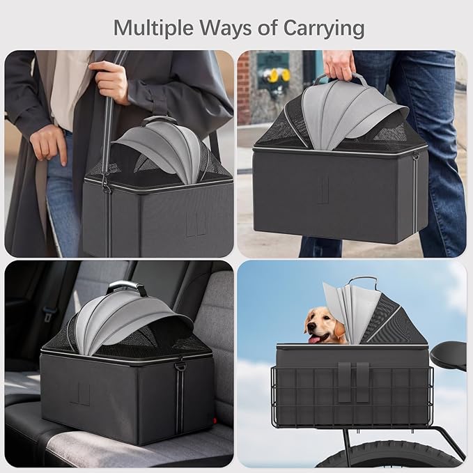 Dog Bike Basket for Rear Rack - 2-in-1 Pet Carrier & Cargo Basket & Rear Bike Rack with Basket