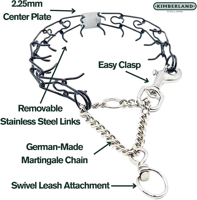 Clasp 2.25mm Stainless Dog Training Collar for Large Breeds | 16” Prong Collar for Dogs 26lbs & Up | No-Pull Collar | Behavior Aid | Lilac