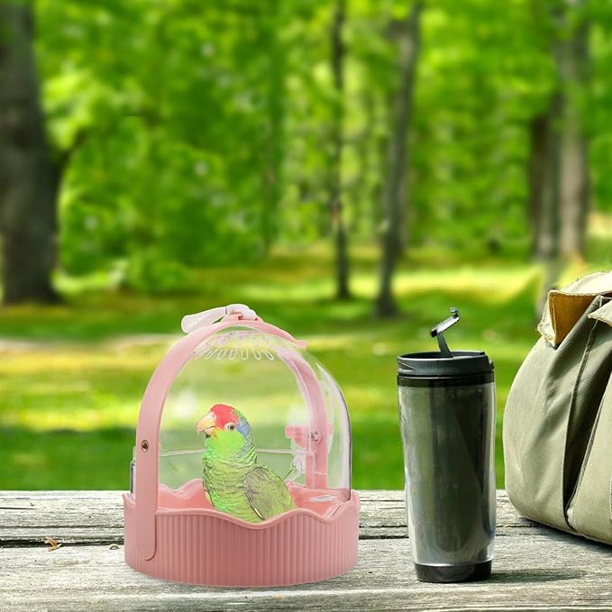 Portable Parrot Travel Cage Lightweight Plastic Bird Carrier with Large Ventilated Space for Outdoor Use Small Parakeets Conures Bird Travel Carrier