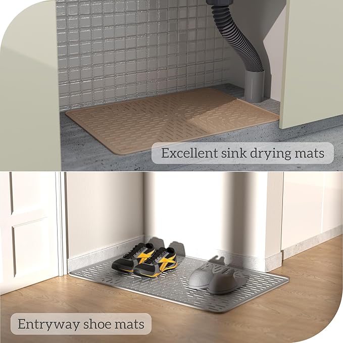 Cat Litter Mat Large Trapping Mat Premium Silicone Rubber 31.5x23.6 Coral, Waterproof and BPA Free Kitty Litter Box Mat, Easy to Clean and Keeps The Floor Tidy
