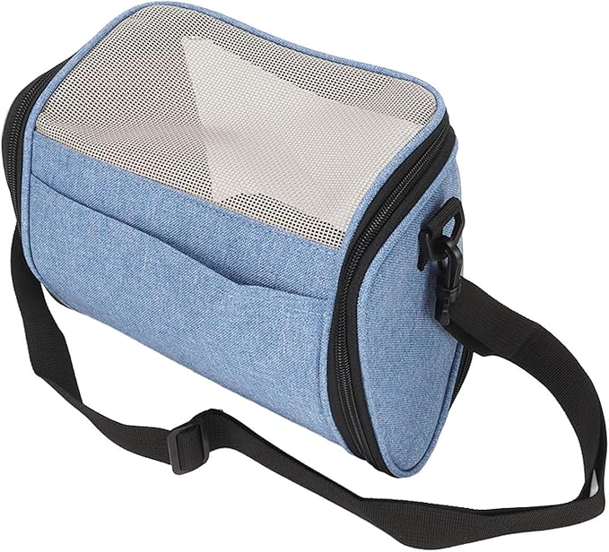 Transparent Bird Carrier Bag, Portable Lightweight Parrot Travel Cage with Ventilated Mesh and Rattan Weave for Cockatiels Parakeets Small Birds (Blue)