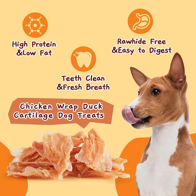 Jungle Calling Dog Treats, Chicken Wrapped Bones, Rawhide Free Chews Made with Real Meat and Duck Cartilage, Jerky Dogs Treats Chewy Snacks, About 21 Count