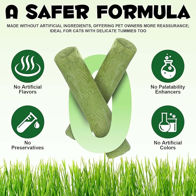 ALIVO Cat Grass Sticks, Cat Grass Treats Support Teeth Cleaning & Hairball Care, Natural Dental Treats for Indoor Cats, Health Supplies Dental Care - Indoor Cats Snack, 60g