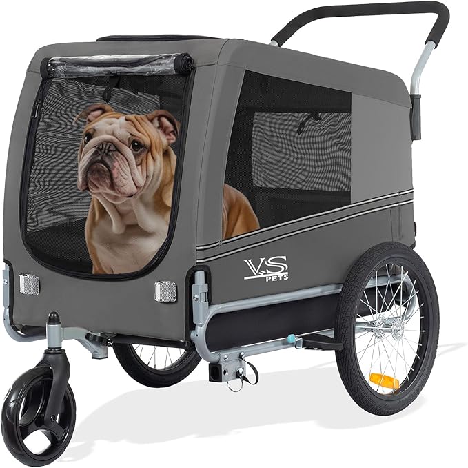 Tiggo Veelar Sports Pets Large Dog Bike Trailer & Stroller for Medium,Large Dog or Multiple Small Dogs, Pet Stroller for Dogs Up to 78 lbs, Parking Brakes, Low Center of Gravity