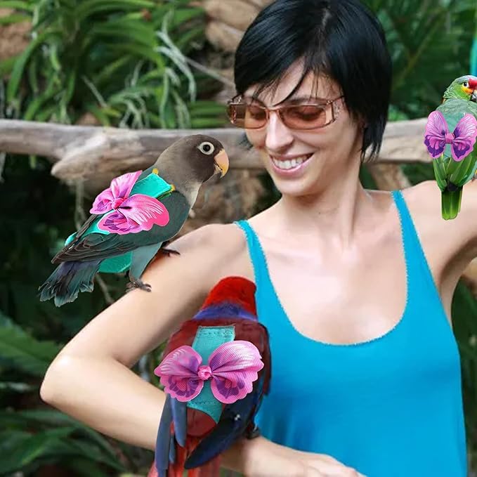 Bird Diapers Harness and Leash Parrot Diapers Parrot Flight Clothes Suit Bird Clothes Washable Bird Nappy Recovery Diapers for Small Medium Birds Parakeets Parrot Cockatoos Cockatiel Macaws-Small