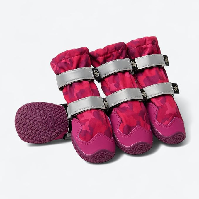 Spark Paws Dog Shoes, Waterproof Dog Boots for Medium to Large Dogs, Non Slip, Breathable Dog Booties and Paw Protectors - 4PCS Doggie Hiking Boots with Reflective Straps, Pink Camo, Size 8