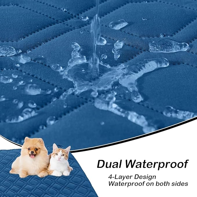 hyha Waterproof Dog Bed Blanket, Soft Pet Blankets, Waterproof Couch Cover for Dogs, Reversible Sofa Covers Washable for Furniture (40x80 Inch, Navy Blue/Navy Blue)