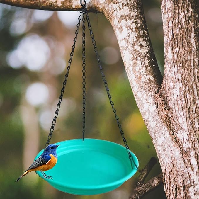 Hanging Bird Feeder and Waterer Tray Bird Food Tray Outdoor Birdbath Hanging Backyard Birdbath for Garden Balcony Trees Lawn, Green