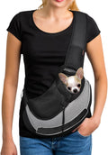 YUDODO Pet Sling Carrier for 2-5 lbs Small Dogs & Cats – Hands-Free Puppy Carrier with Safety Hook, Large Zipper Pocket, Soft Breathable Mesh, Adjustable Strap & Reflective Strip (Gray 3.0 S)