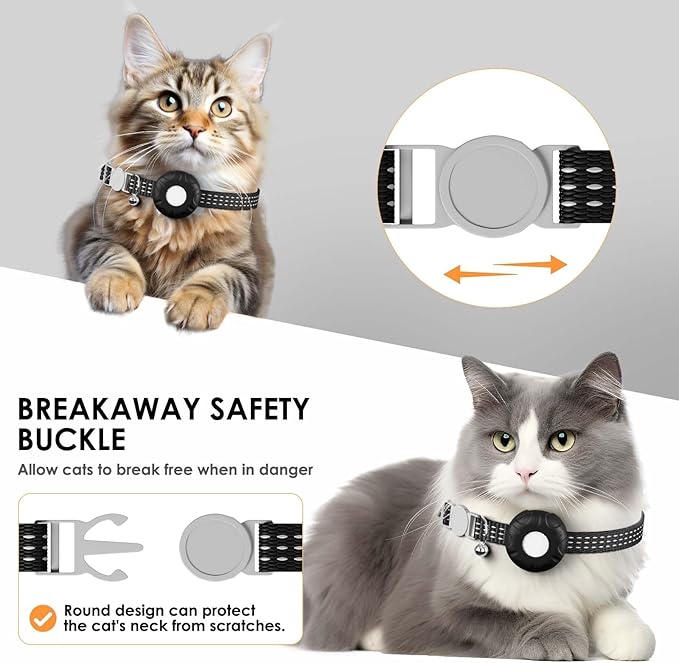 Cat Tracker, Lightweight Pet Tracker for Cats, Waterproof GPS Tracker for Cats Compatible with Apple Find My App(Only iOS), Real-Time Tracking, Precise Positioning, No Monthly Fee