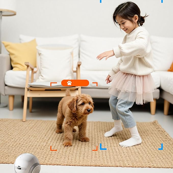 Sorandy Movable Pet Camera, Smart Robot with 360 Rotation 1080p Monitoring Motion Detection 2 Way Talk, Rechargeable WiFi Pet Camera Robot for Dogs Cats Babies Home Surveillance