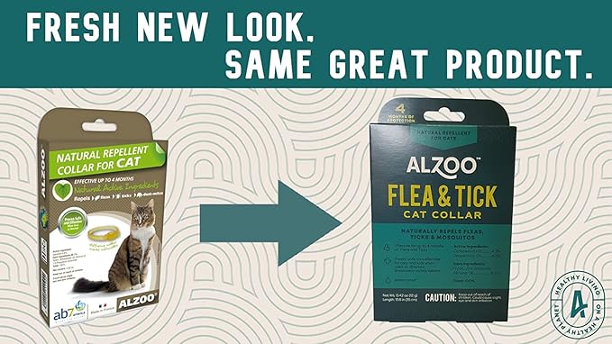 ALZOO Natural Flea & Tick Cat Collar, Helps Repel Fleas, Ticks & Mosquitoes, Plant-Based Active Ingredients, Phthalates and PVC Free, Up to 8 Months Protection, Pack of 2