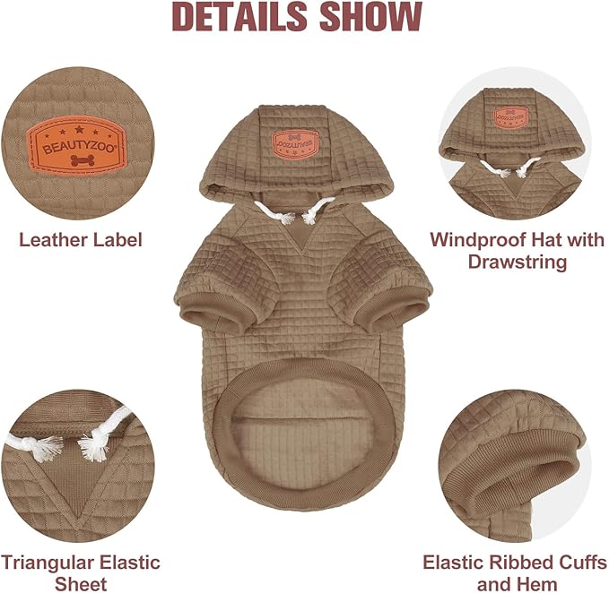 BEAUTYZOO Dog Sweaters for Extra Large Dogs Girl Boy, XXXL Dog Hoodie with Pocket & Leash Hole, Soft Warm Waffle-Like Laminated Cotton Pet Clothes for Cold Weather, Doberman Great Dane Sweatshirt, 3XL