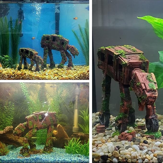 fazhongfa Fish Tank Decorations Star Wars Aquarium Accessories Small to Large Fish Tank Resin Decor for Betta Goldfish Hideouts Cave Hide Ornament Backgrounds (at-Small)