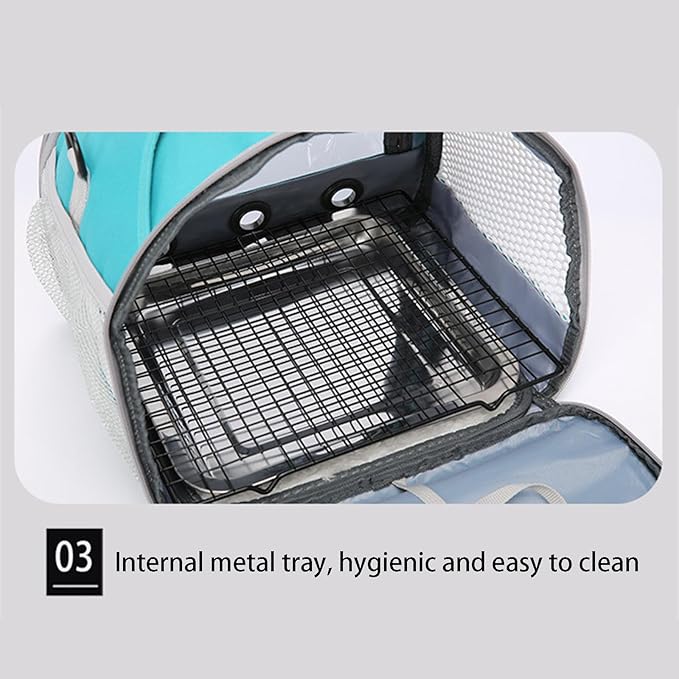 Parrot Carrier Travel Bird Carrier 12 * 8 * 10in Panoramic View with Plush Mat Metal Tray Grid Foot Pad for Parrot Hamster Hedgehog Rabbit Sugar Glider (Pink)