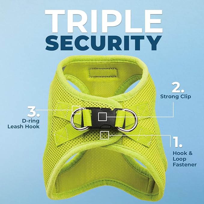 Best Pet Supplies Voyager Step-in Air Harness - All Weather Mesh, Reflective, No Pull Harness for Dogs, Cats - Secure with Hook & Loop Fastener, Buckle, Double D-Rings - Lime Green, XS