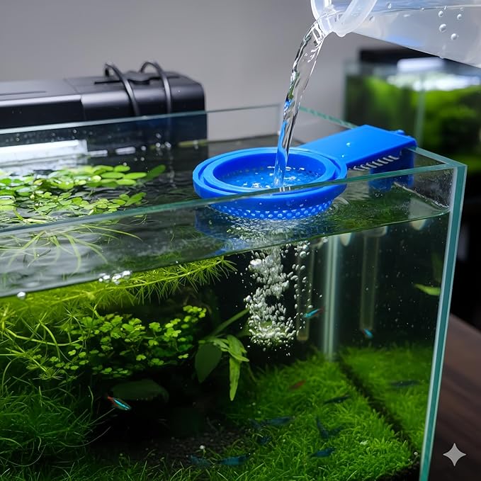 Aquarium Water Change Diffuser, Spill-Free Tool for Rimless & Rimmed Fish Tanks, Protects Substrate & Plants, Safe for Fish and Shrimp (Regular)