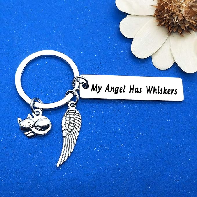 Dabihu Pet Memorial Gift Loss of Cat Keychain Sympathy Jewelry Has Whiskers Keyring In Memory of Cats Pet Sympathy Gift for Cat Lover Family Friends Remembrance Gifts