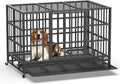 42 Inch Heavy Duty Dog Crate, Indestructible Escape-Proof Dog Kennel for High Anxiety Large Dogs, Strong Metal Pet Cage with Double Doors, Lockable Wheels & Removable Tray, XL XXL XXXL
