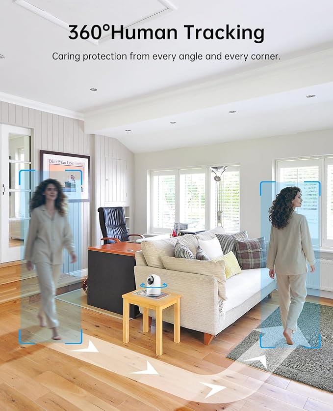 Indoor WiFi Camera, Plug-in Wireless Security Camera with 5MP 3K Video, Pan/Tilt, 2-Way Audio, AI Motion Detection, No Subscription, for Home, Baby & Pet