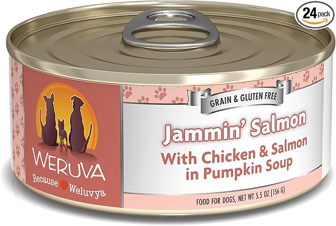 Weruva Classic Dog Food, Jammin' Salmon with Chicken & Salmon in Gravy, 5.5oz Can (Pack of 24)