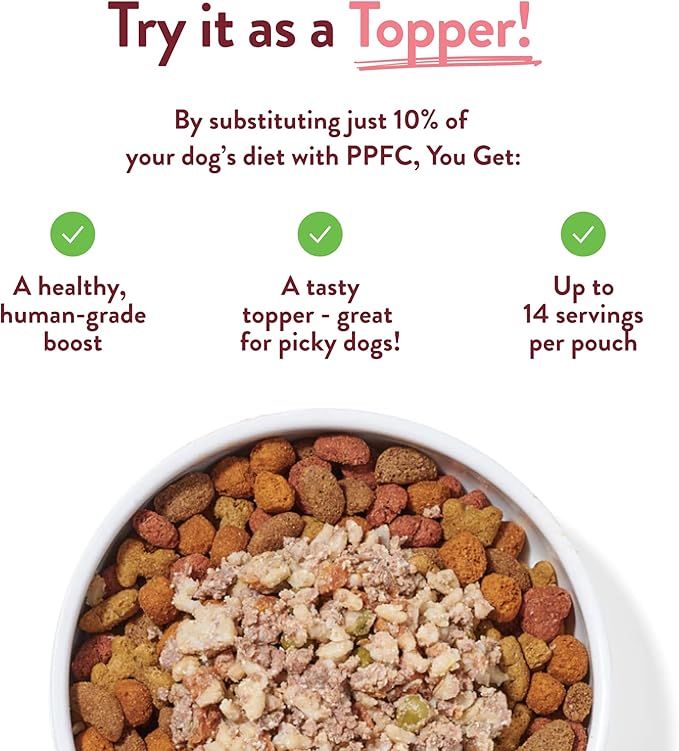 Portland Pet Food Company Fresh Dog Food Pouches Human-Grade Toppers Wet Pet Meal & Mix-Ins - Gluten-Free Limited Ingredient Wally’s Salmon N’ Rice - Large & Small Breed, Puppy to Senior - 5 Pack