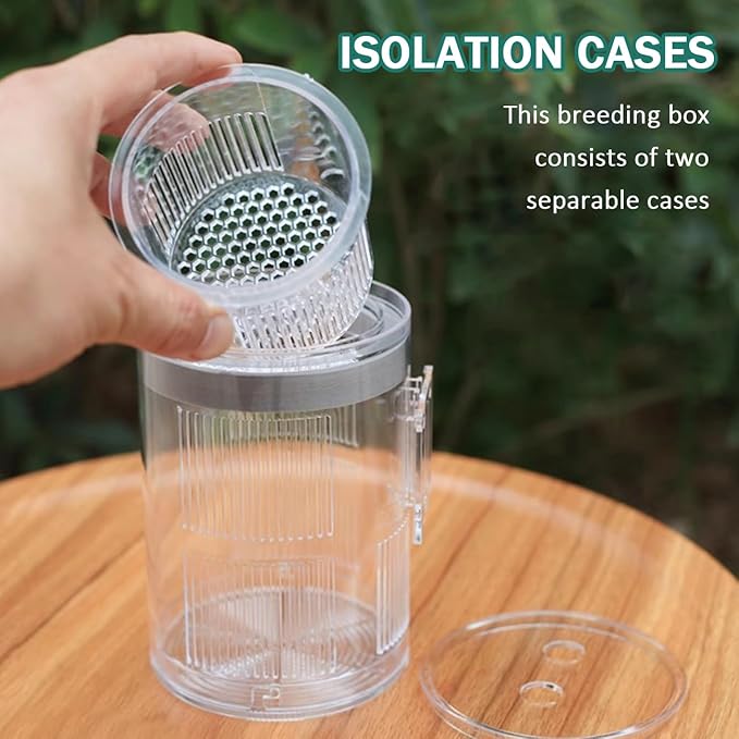 La La Pet Floating Fish Breeding Isolation Box with Suction Cups 270°Flowing Water Propagation Separate Parent and Baby Fishes Transparent Hatching Boxes Incubator for Tanks Small