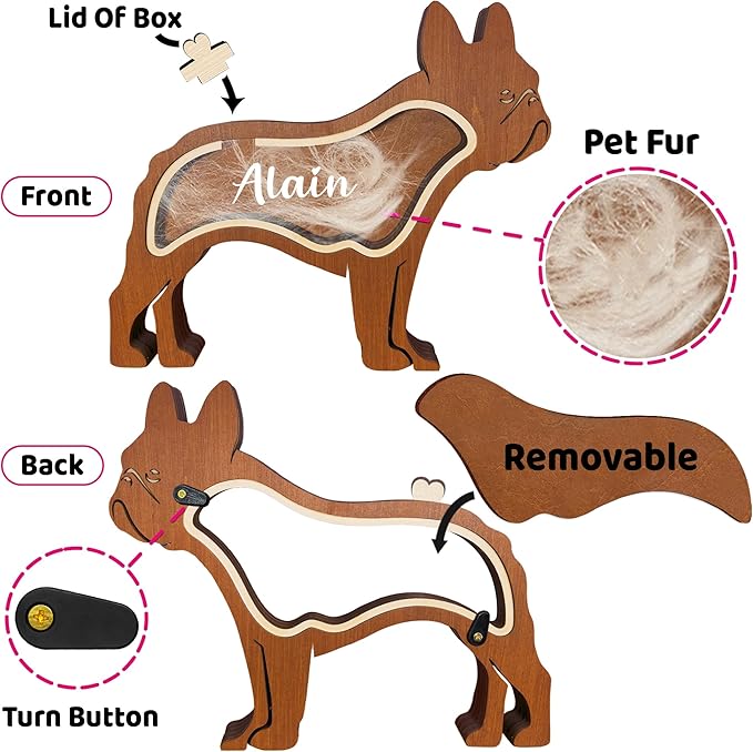 Personalized Siberian Husky Ashes Keepsake Box Wooden Pet Fur Gifts Unique Dog Shape Standable Table Decor Memorial Display Box for Small Urns Idea Gift Pet Lover Family Friend Storing Hair Teeth