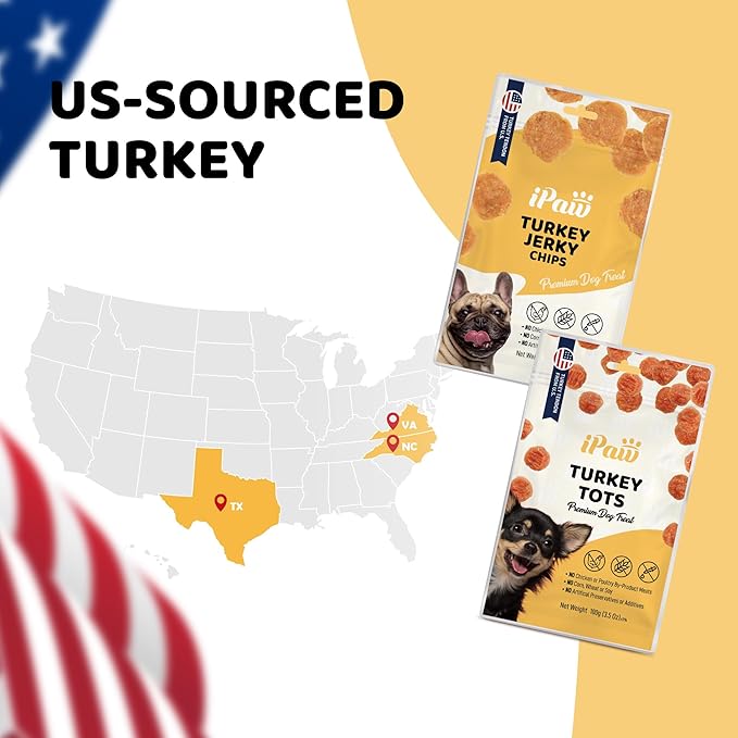 iPaw 5 Stock-Up Combo Turkey Chips Dog Treats for Puppy Training, All Natural Human Grade Dog Treat, US Sourced Raw Material, Hypoallergenic, Easy to Digest (Turkey Chips), 5 Packs