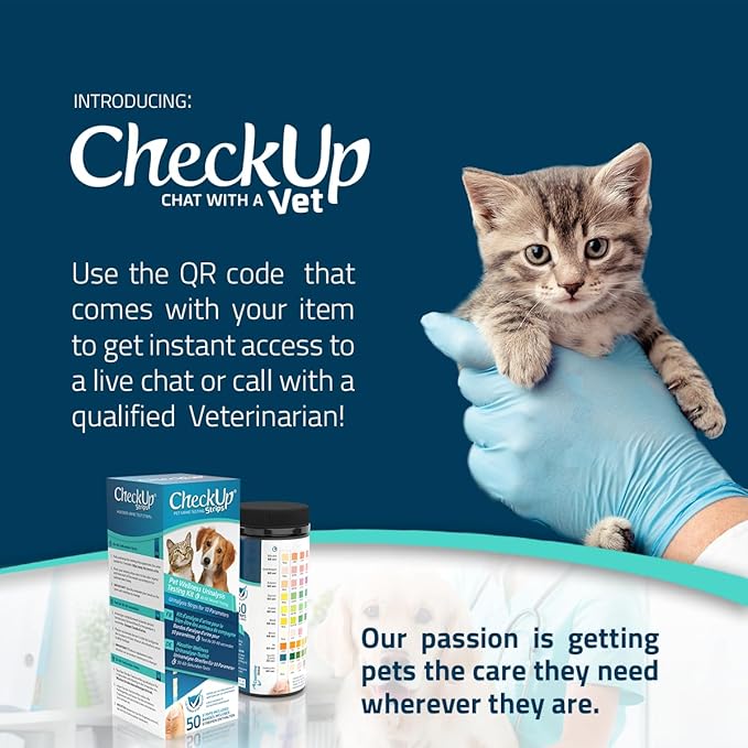KIT4CAT CheckUp Testing Strips x 50 (10 Parameters Urine Test Strips for Cats & Dogs)