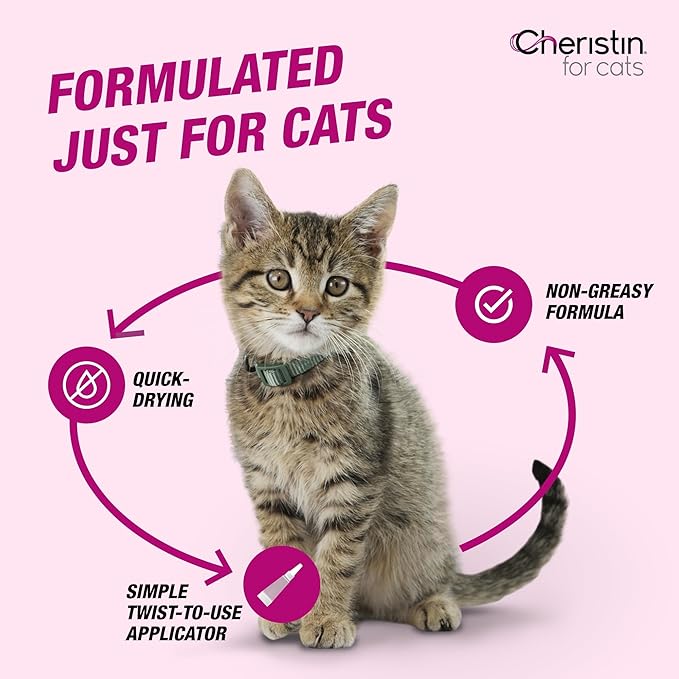 Cheristin Flea Treatment & Prevention for Cats | Fast acting topical flea treatment for cats over 1.8 lbs | 3 Count