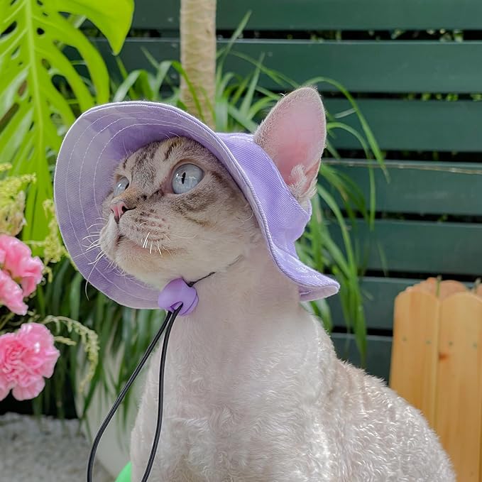 Pet hat with Ear Holes Sunscreen Baseball Cap Suitable for Small and Medium-Sized Dogs Outdoor Climbing hat in Summer Pet Products (Purple, Small)