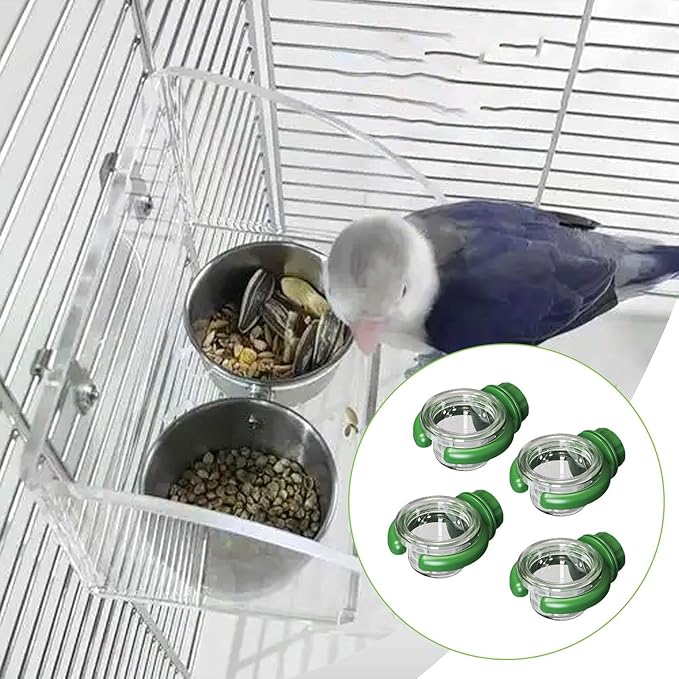 4 Pieces Bird Water Dispenser Decoration for Outside Sturdy Yard Transparent Multifunctional Professional Food Bowl Accessory, Green