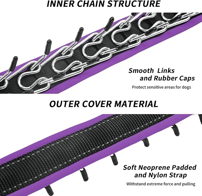 Martingale No Pull Dog Collar - Heavy Duty Nylon with Buckle, Adjustable Anti Pull Reflective Slip for Large Medium Small Dog Training Walking M Purple