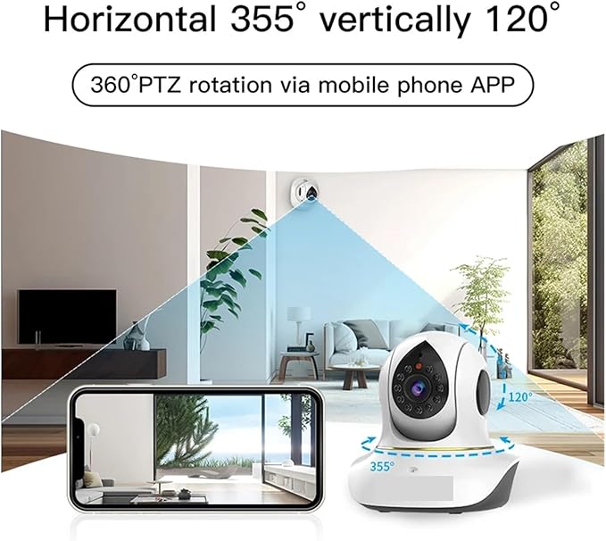 1080P WiFi Camera Indoor IP Camera Pet Monitor 360° PTZ Home Security Surveillance Motion Detection(U/S,Camera No Card)