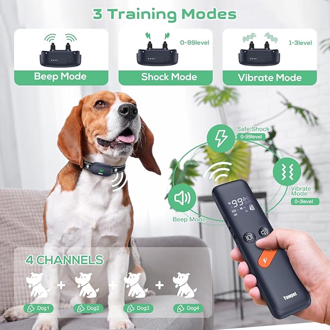 Delupet Dog Shock Collar - Electric Dog Training Collar with Remote 1600FT, Rechargeable E-Collar Waterproof Collars with 3 Training Modes, Security Lock for All Breeds, Sizes (Blue